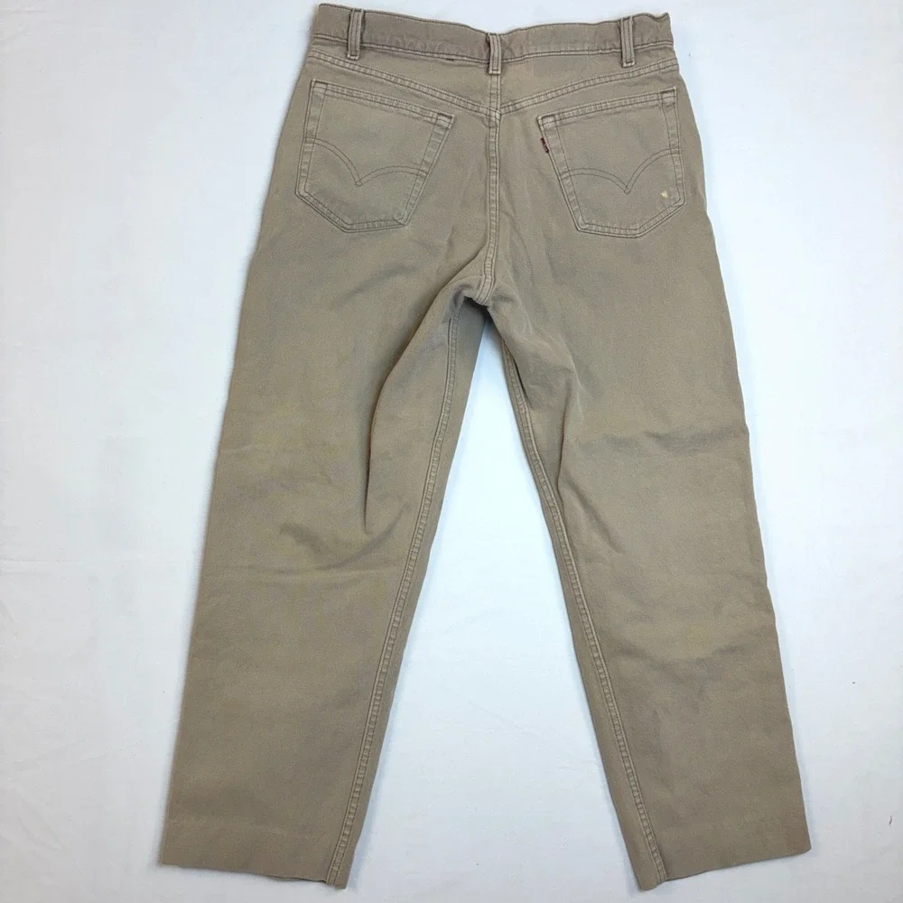 Vintage 90s Levis 555 Relaxed Fit Straight Leg Jeans Tan Khaki USA Mens *33x29*